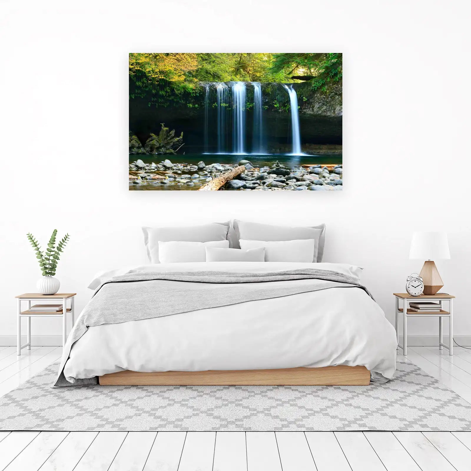 Serene Waterfall Forest Wall Art