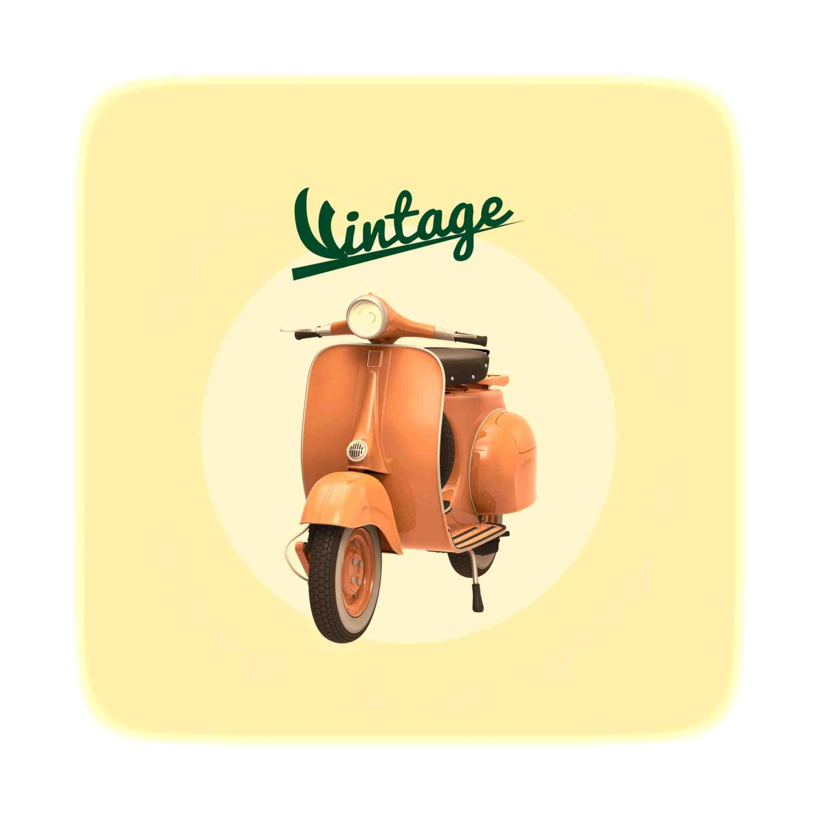 Retro Orange Scooter Wall Art Wall Art