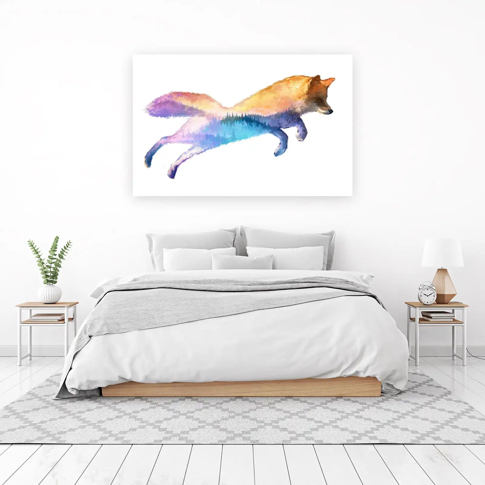Vibrant Forest Fox Silhouette Wall Art