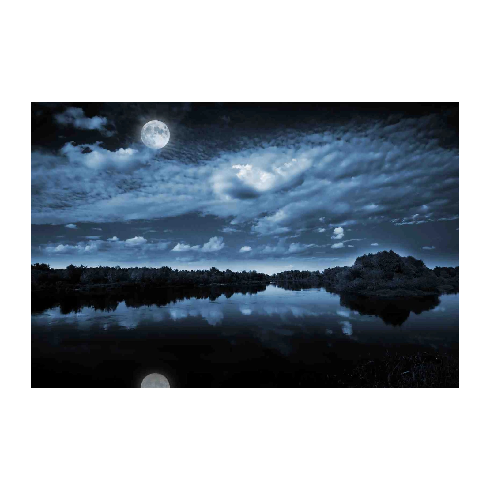 Serene Moonlight River Landscape Wall Art
