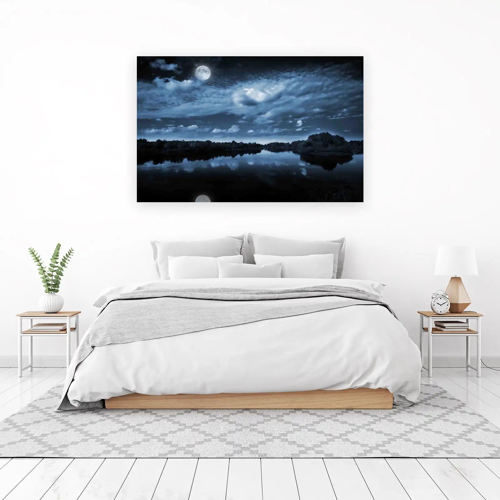 Serene Moonlight River Landscape Wall Art