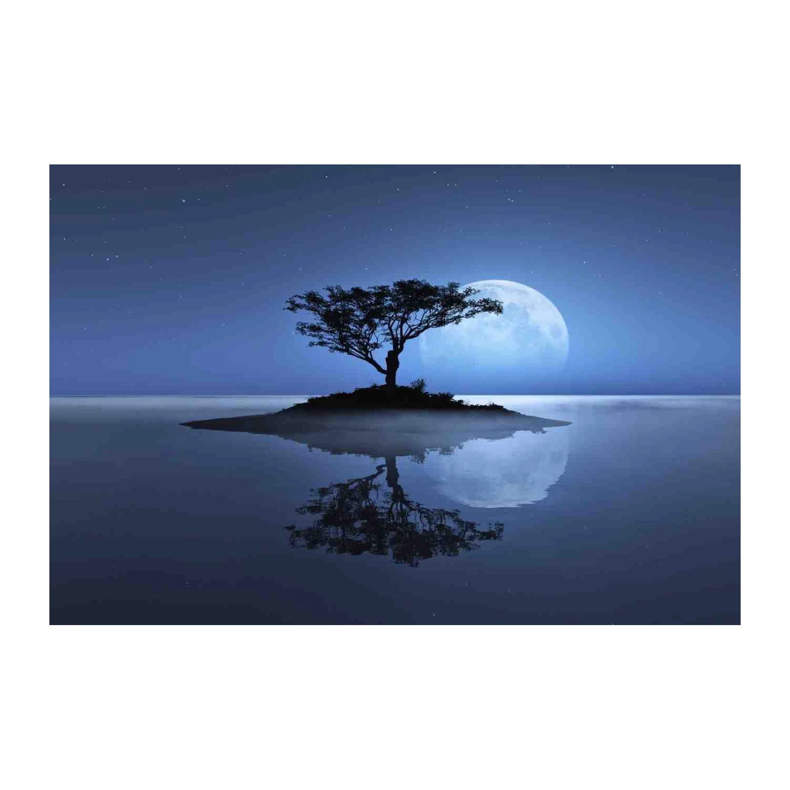 Serene Moonlit Tree Island Wall Art