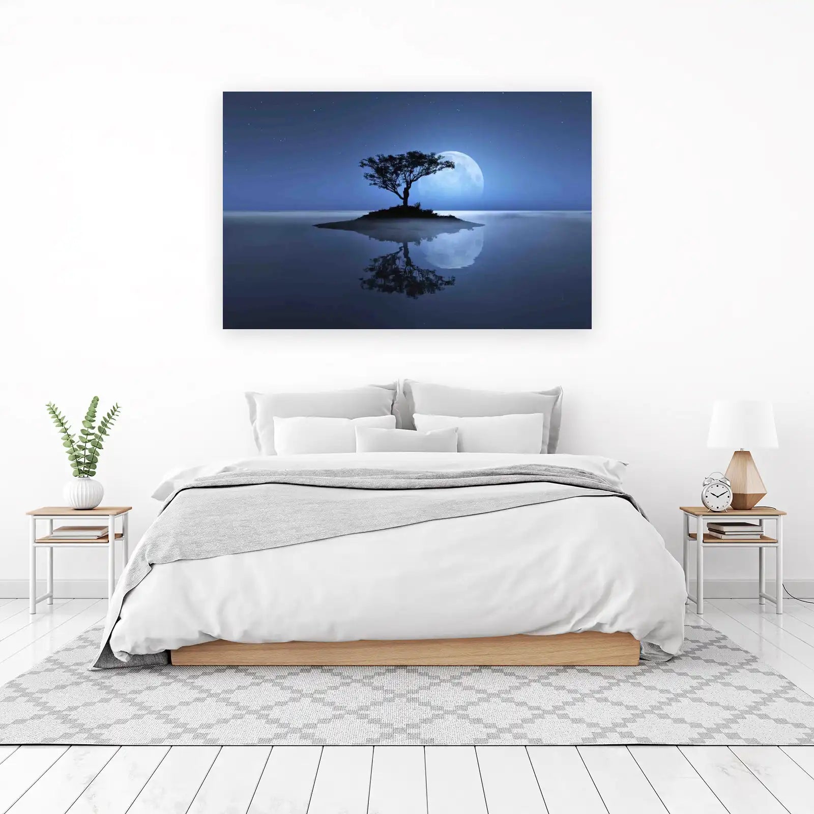 Serene Moonlit Tree Island Wall Art