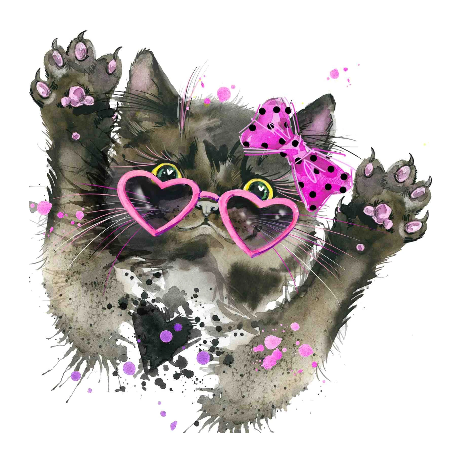 Cute Cat with Heart Sunglasses Wall Art