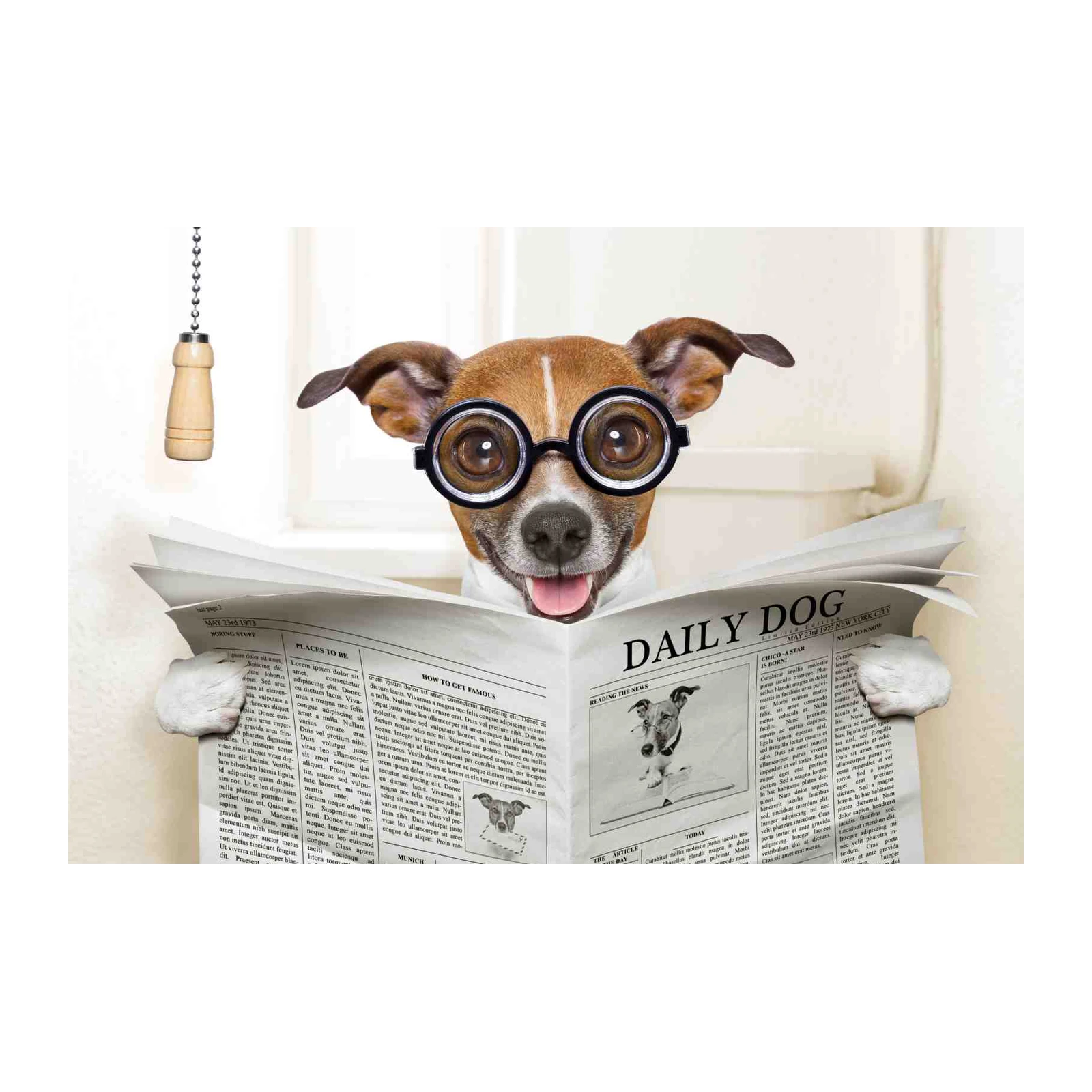 Clever Dog Reading Newspaper Wall Art