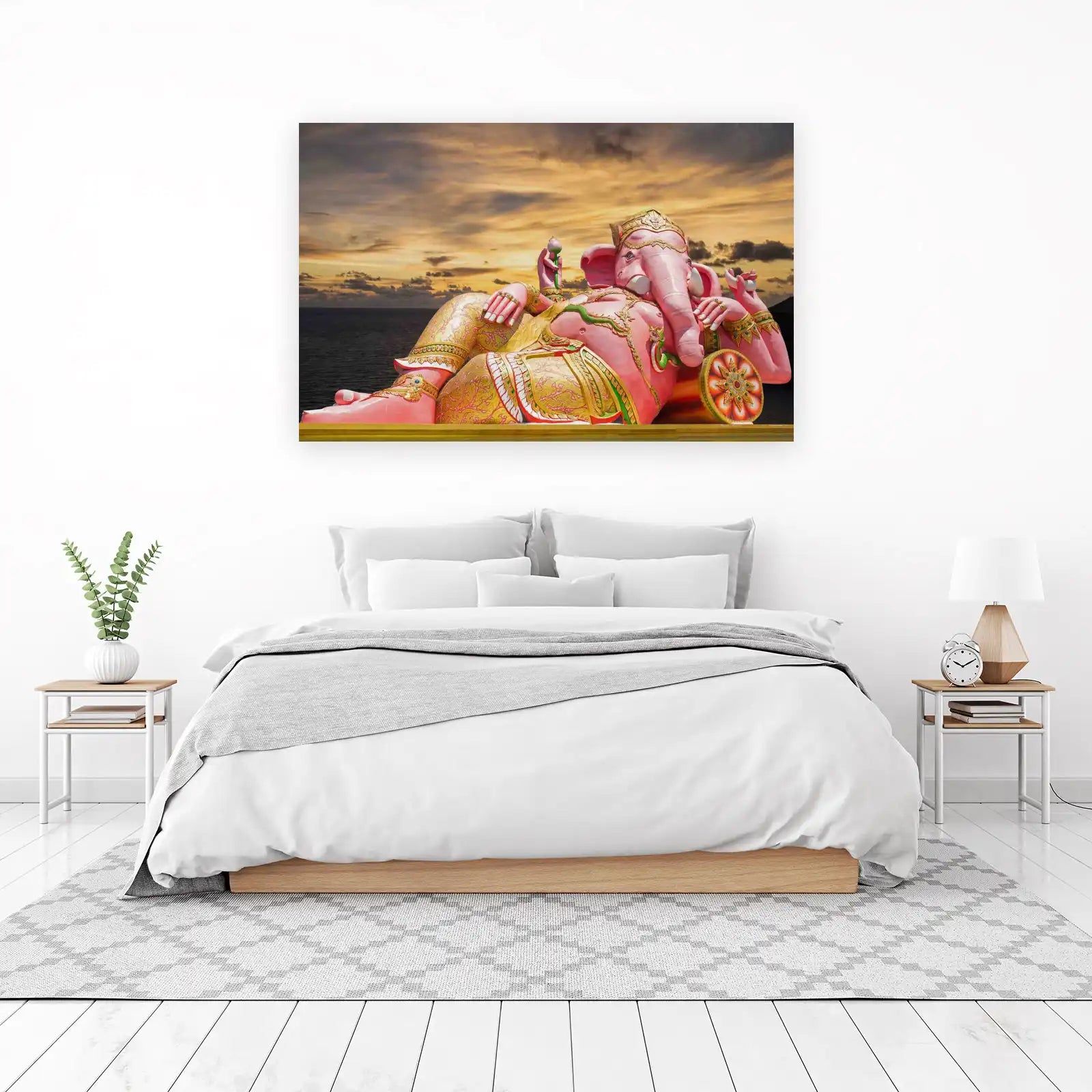 Vibrant Pink Ganesha Sunset Wall Art