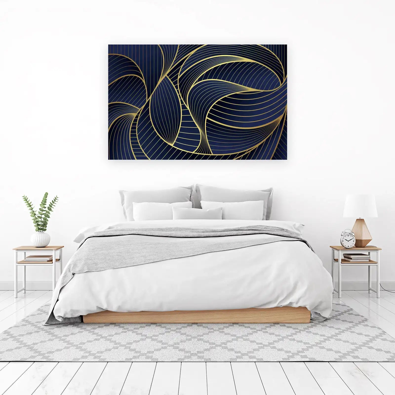 Art Deco Gold Wave Navy Wall Art