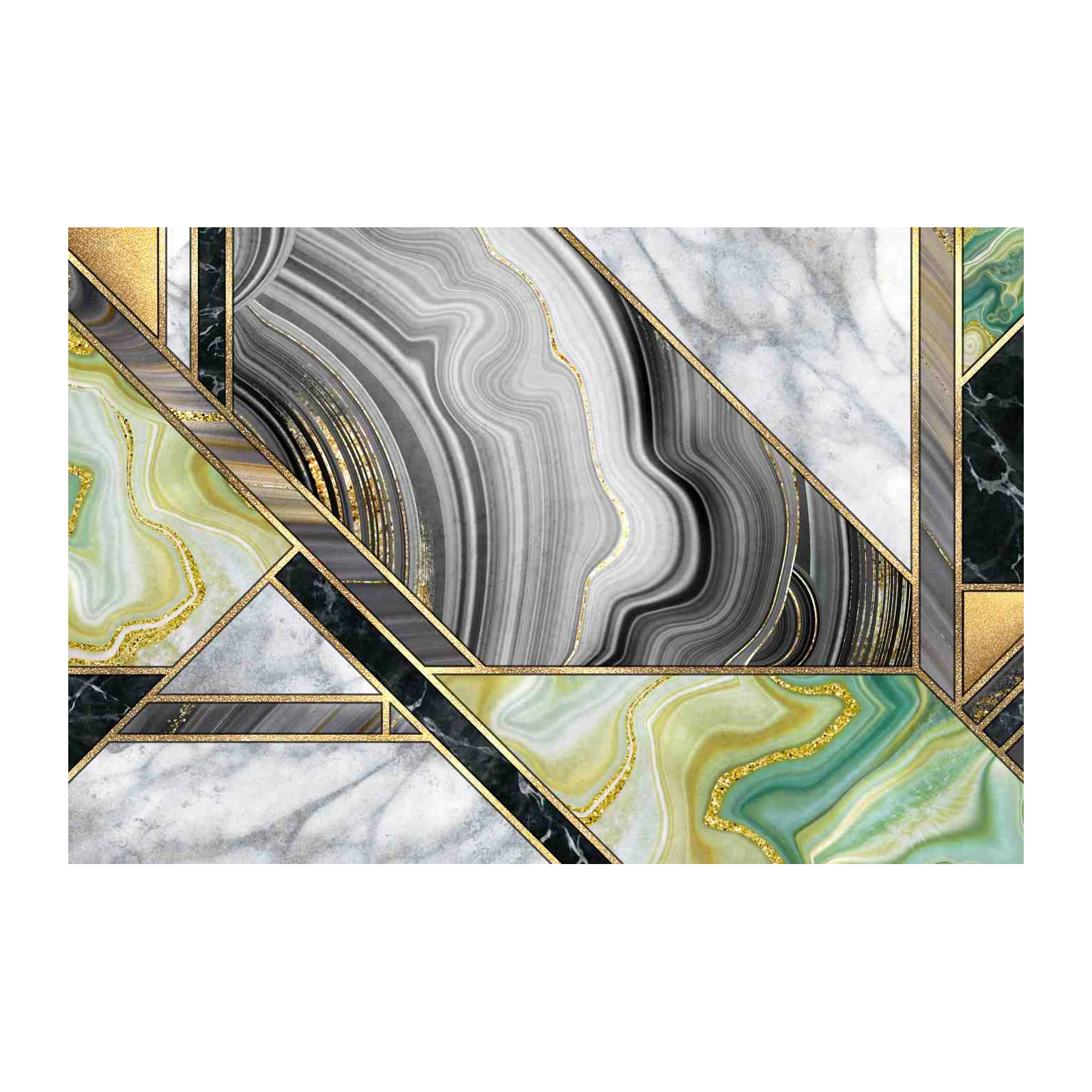Luxury Agate Geometric Gold Wall Art