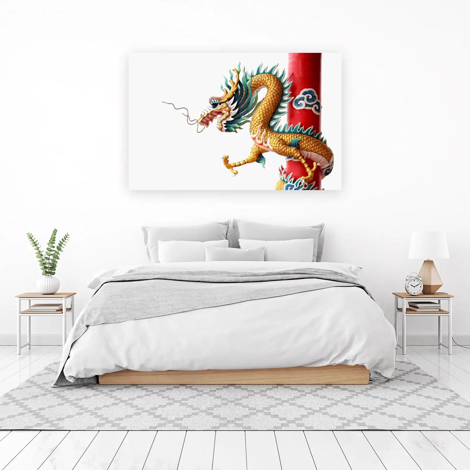 Majestic Golden Dragon Chinese Art Wall Art