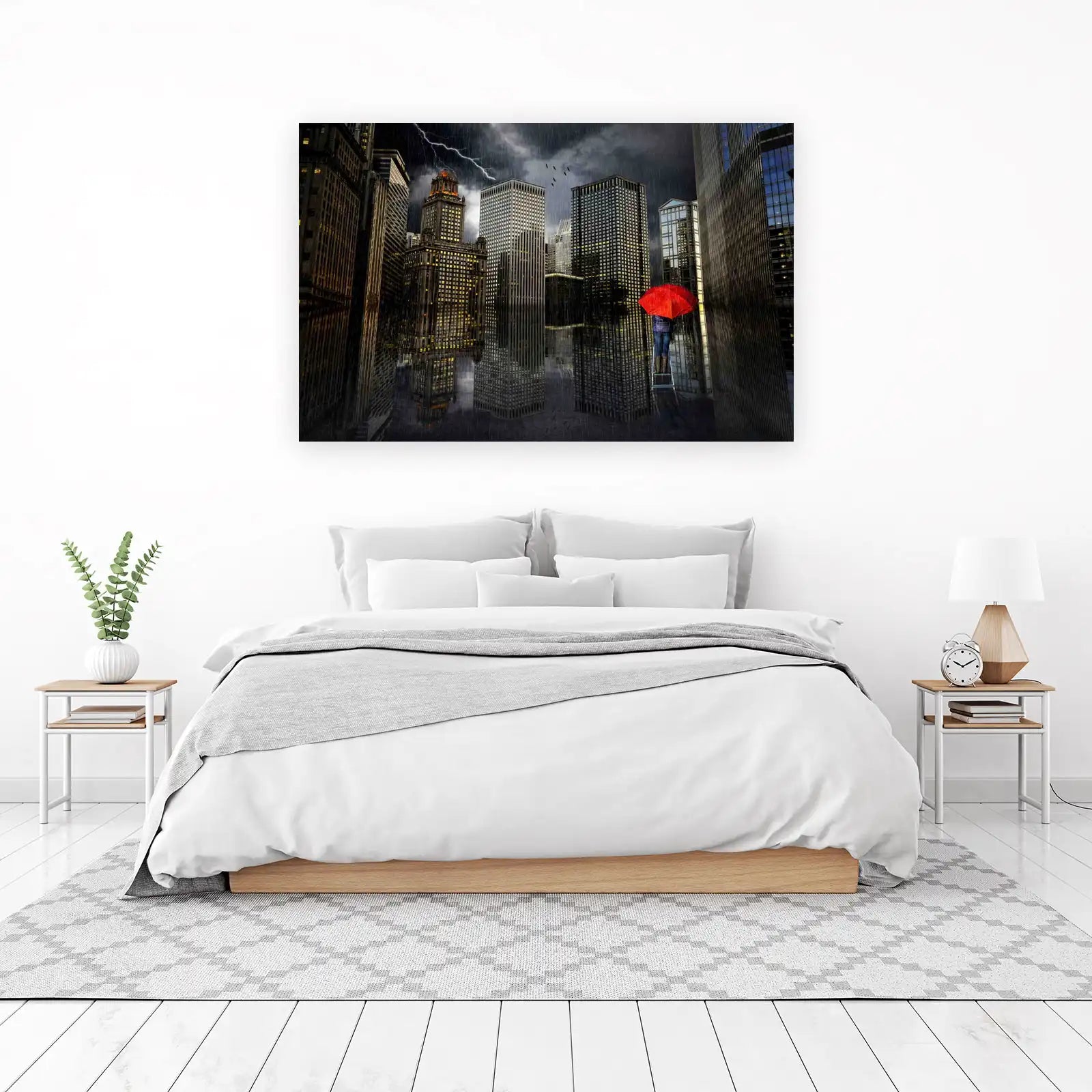 Urban Storm Red Umbrella Wall Art