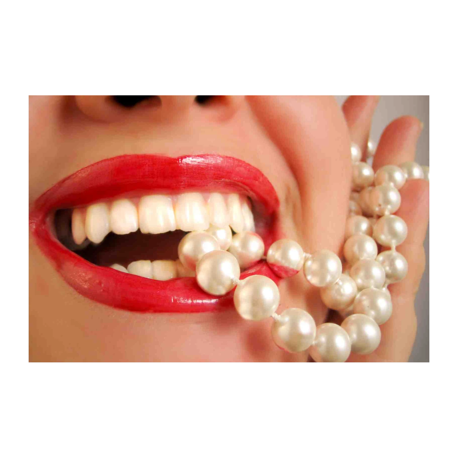 Glamorous Red Lips & Pearls Wall Art