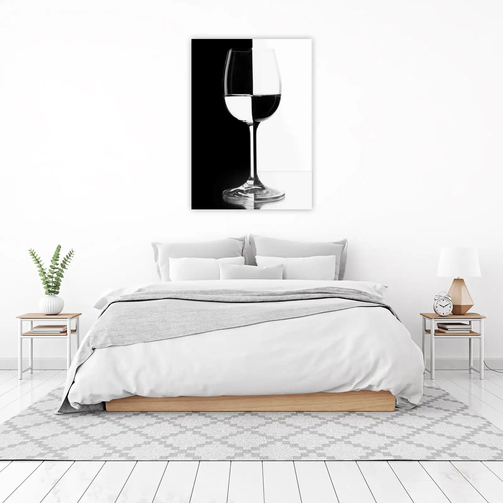 Abstract Black & White Wine Glass Wall Art