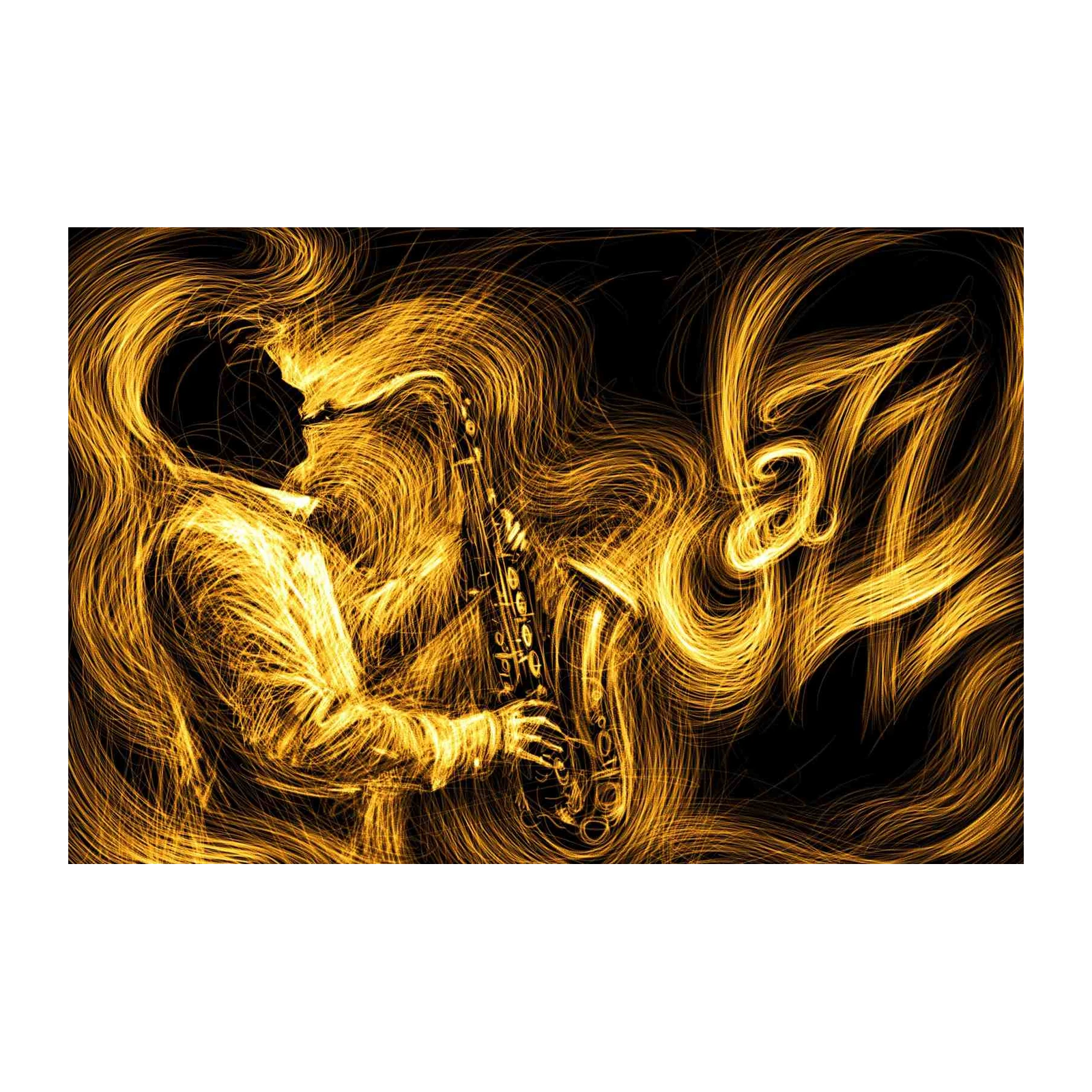 Golden Saxophone Jazz Melody Wall Art