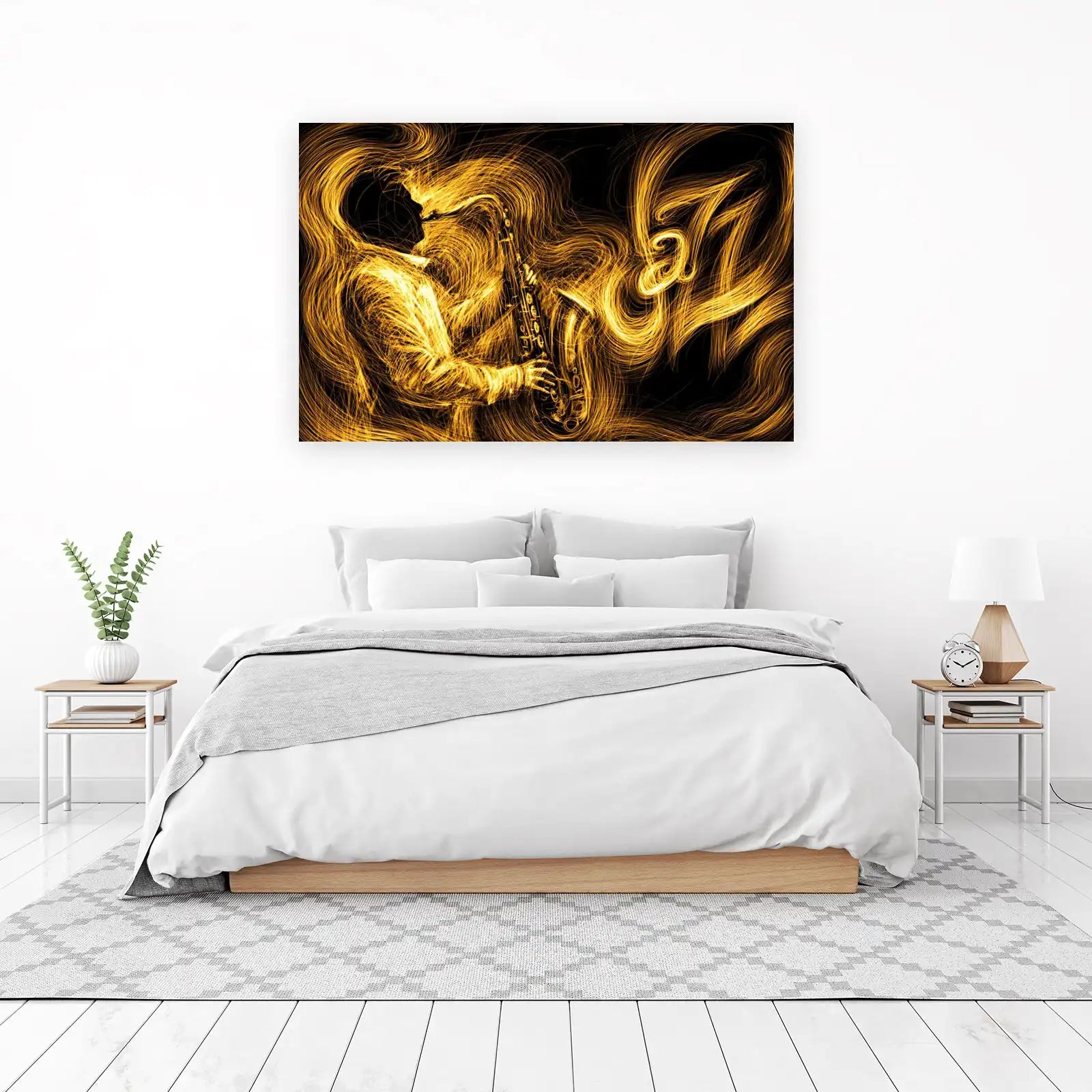 Golden Saxophone Jazz Melody Wall Art