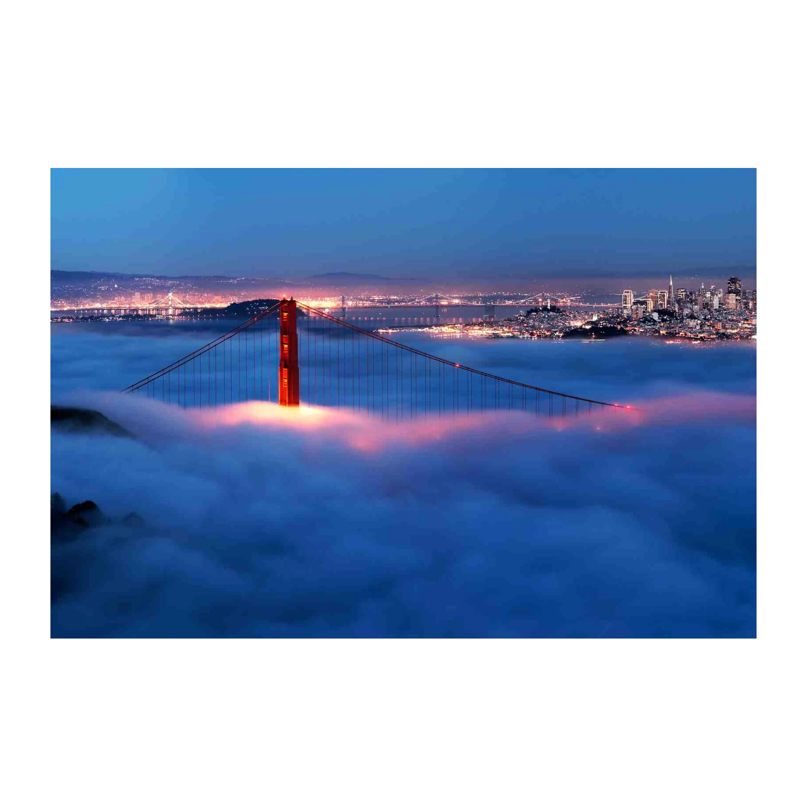 Golden Gate Bridge Foggy Night Wall Art