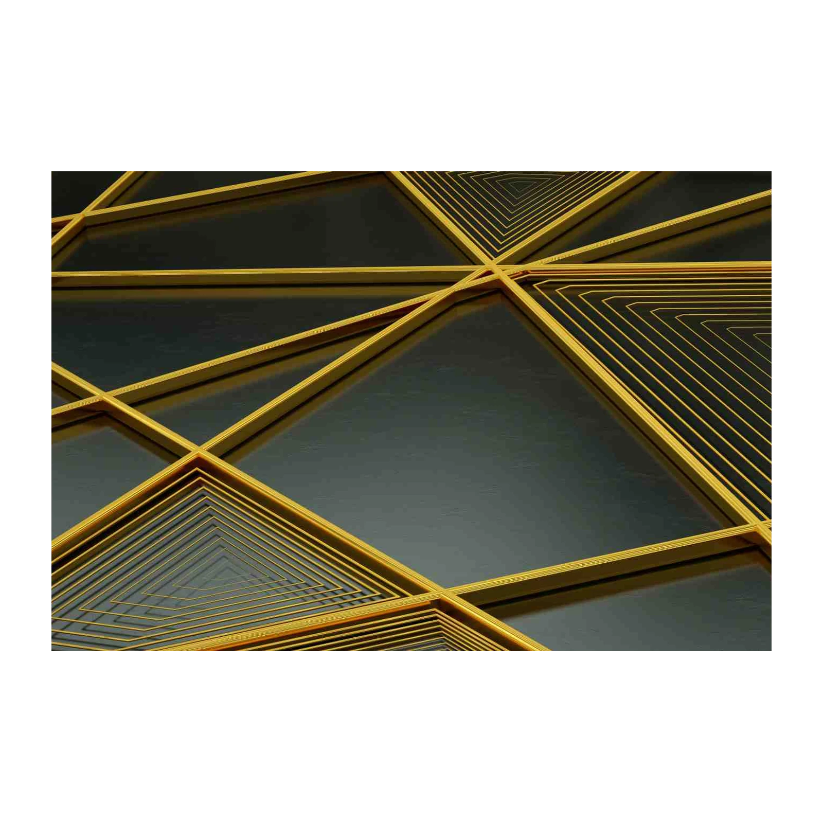 Geometric Gold Triangle Abstract Wall Art