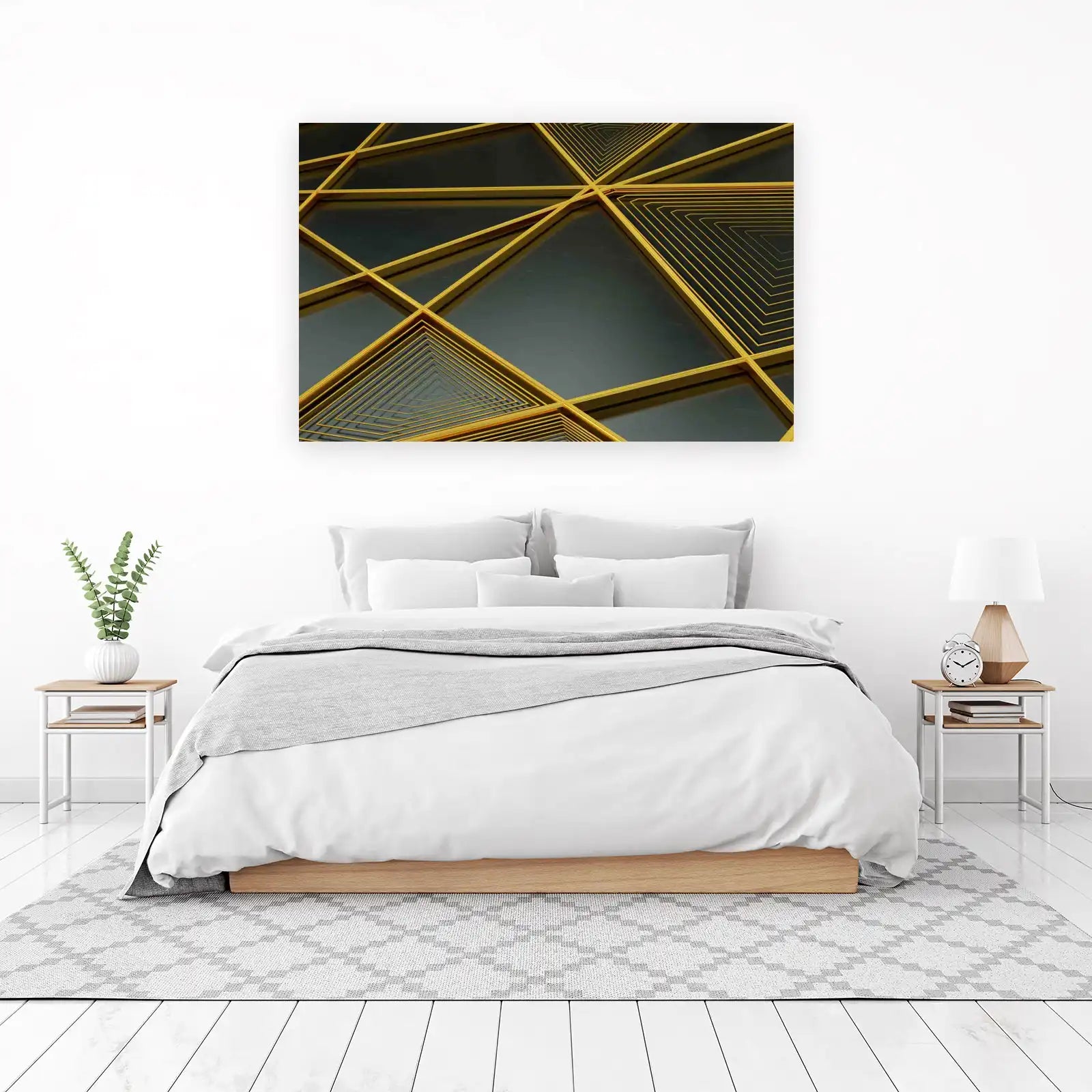 Geometric Gold Triangle Abstract Wall Art