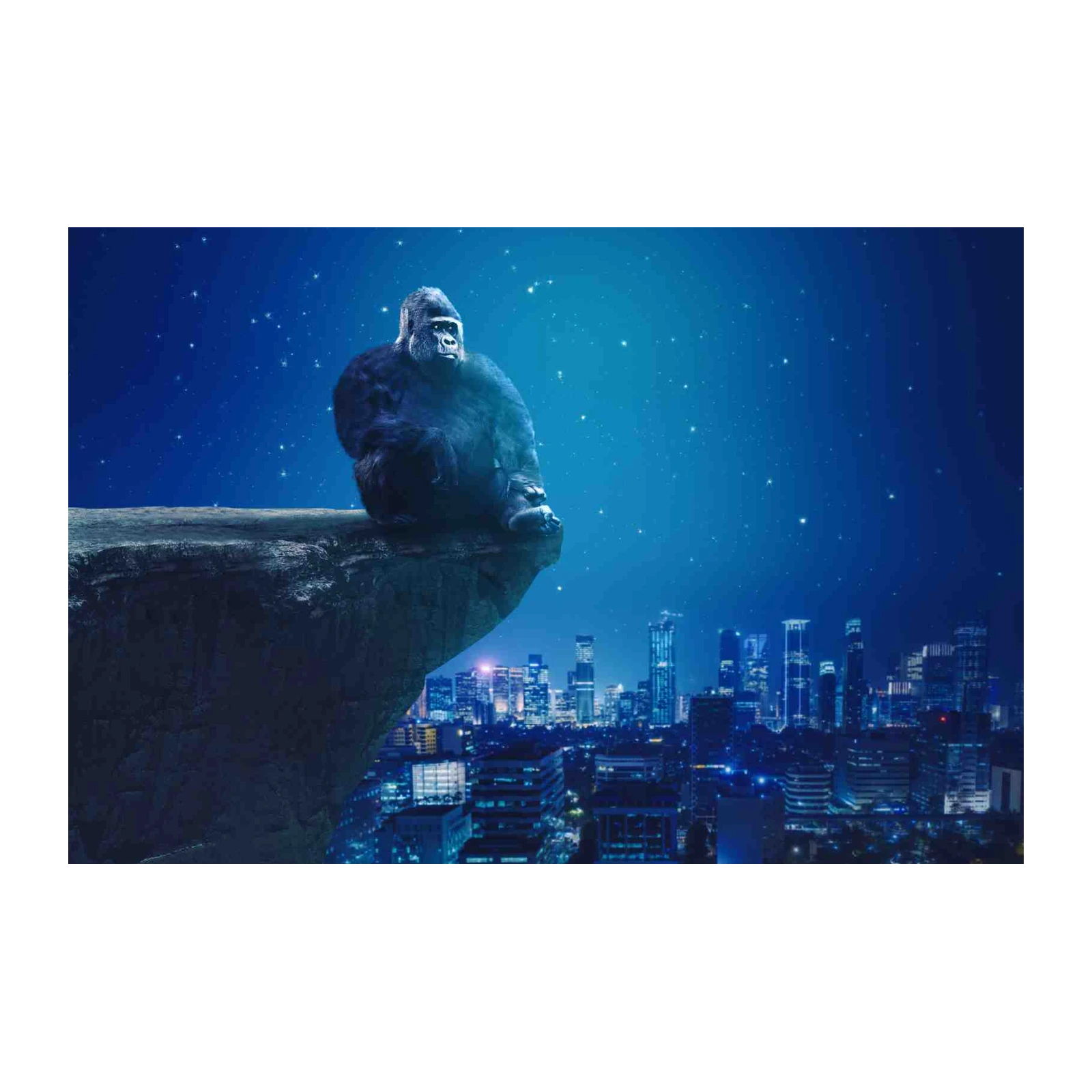 Majestic Gorilla Over Cityscape Wall Art