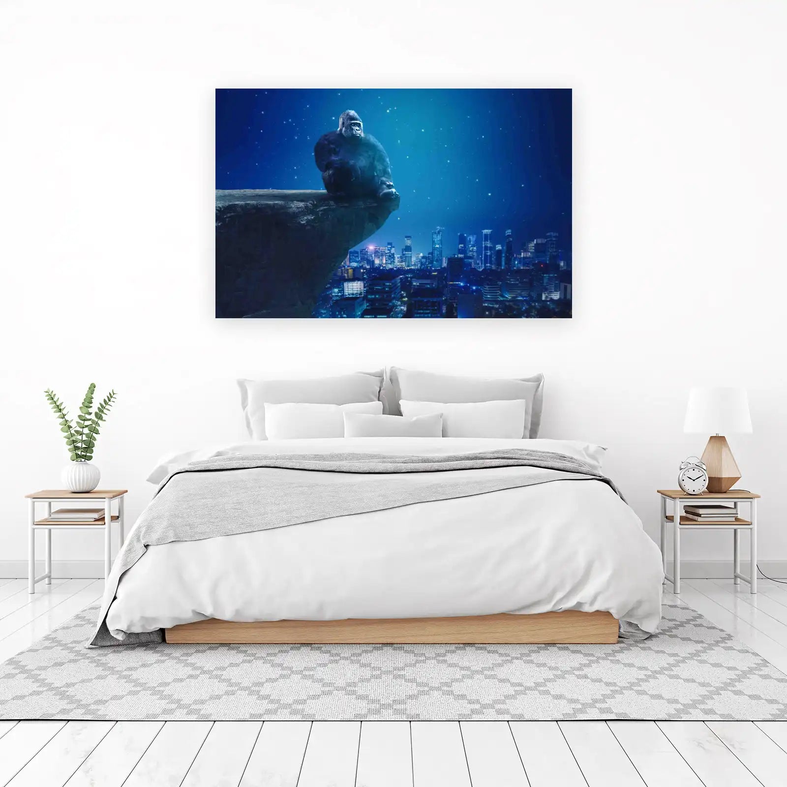 Majestic Gorilla Over Cityscape Wall Art