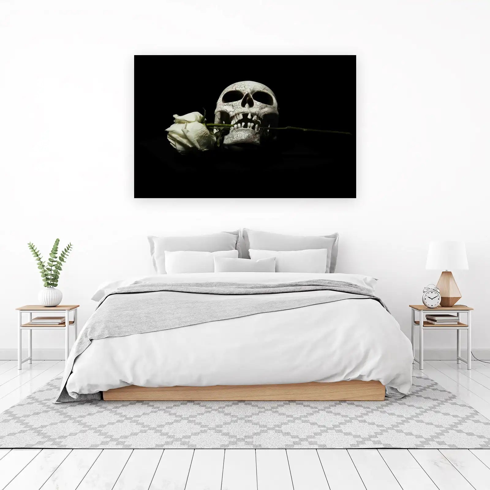Gothic Skull & Rose Wall Art | Dark Art Decor