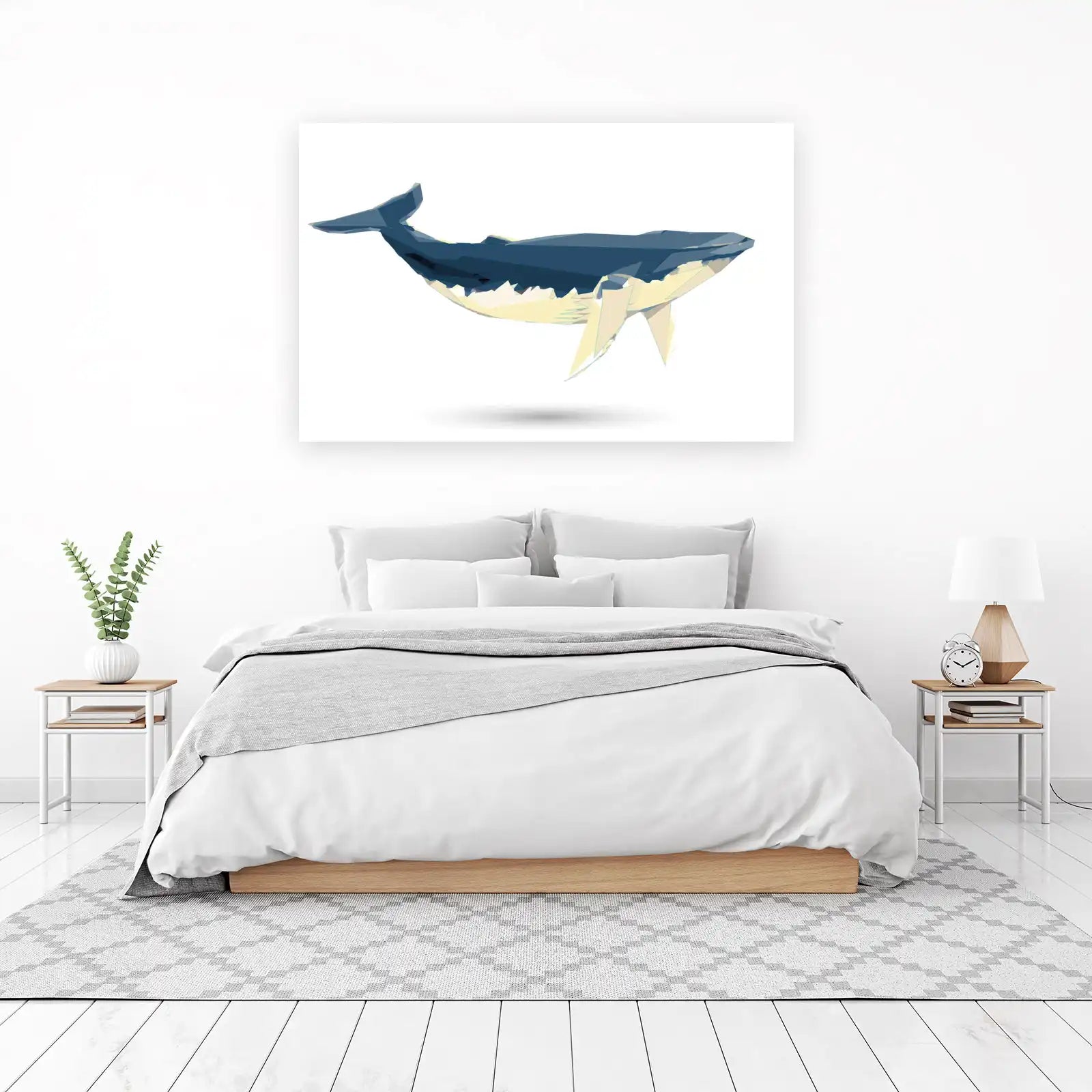 Geometric Blue Whale Art Wall Art