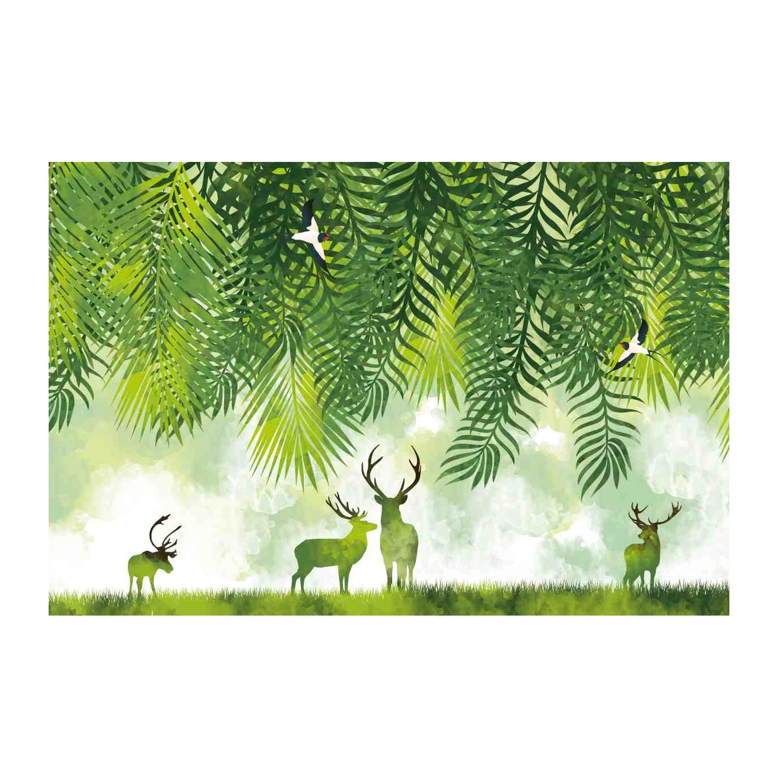 Serene Forest Deer & Birds Wall Art