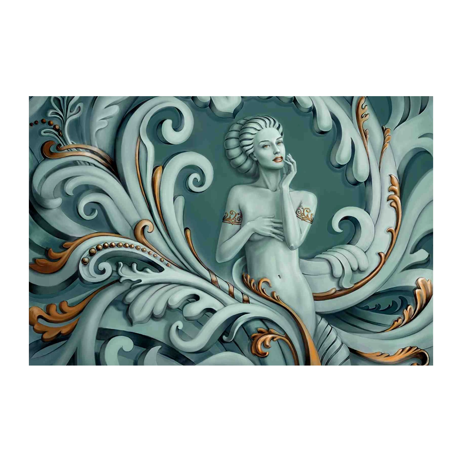 Elegant Mermaid Baroque Scroll Wall Art