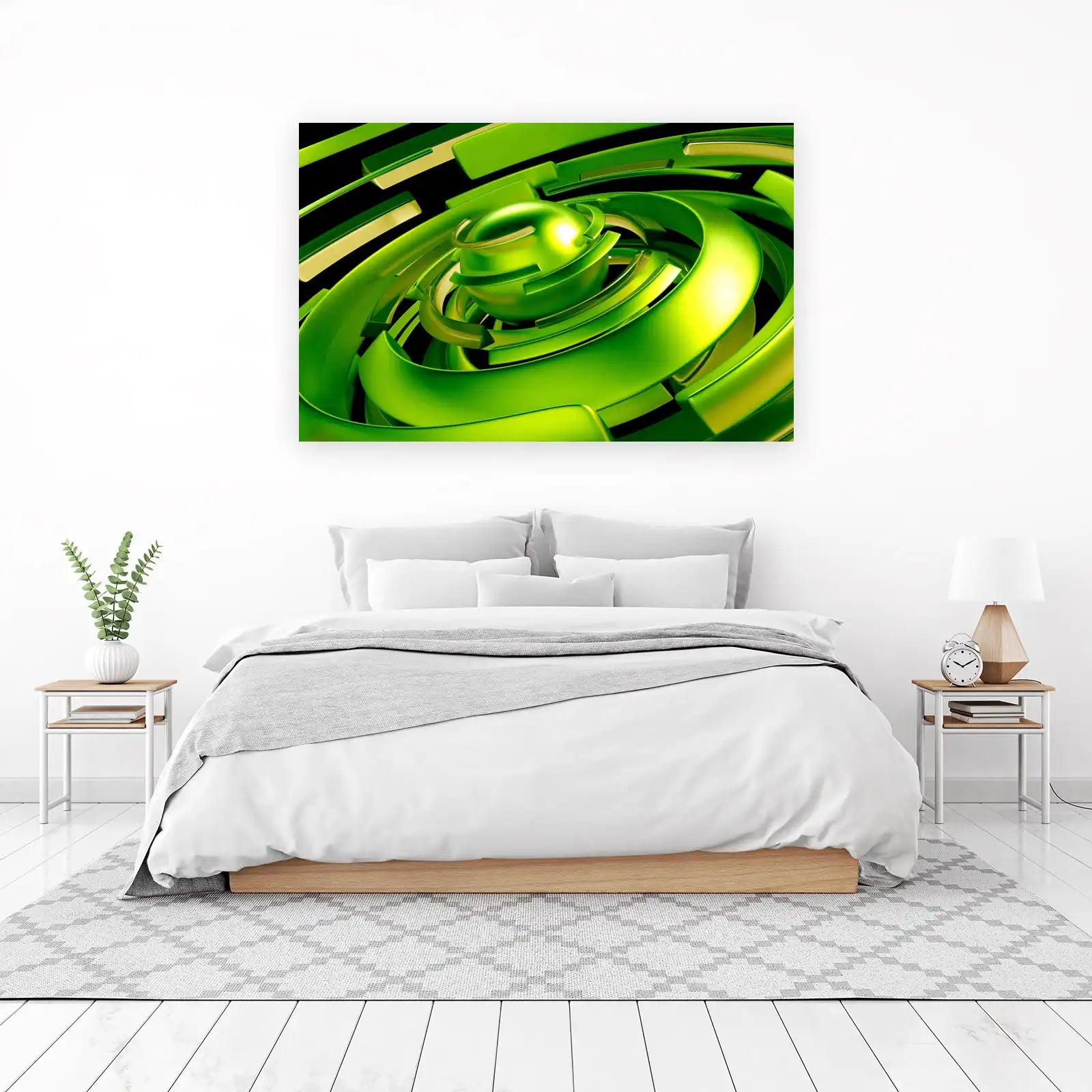 Abstract Green Swirls 3D Modern Art Wall Art