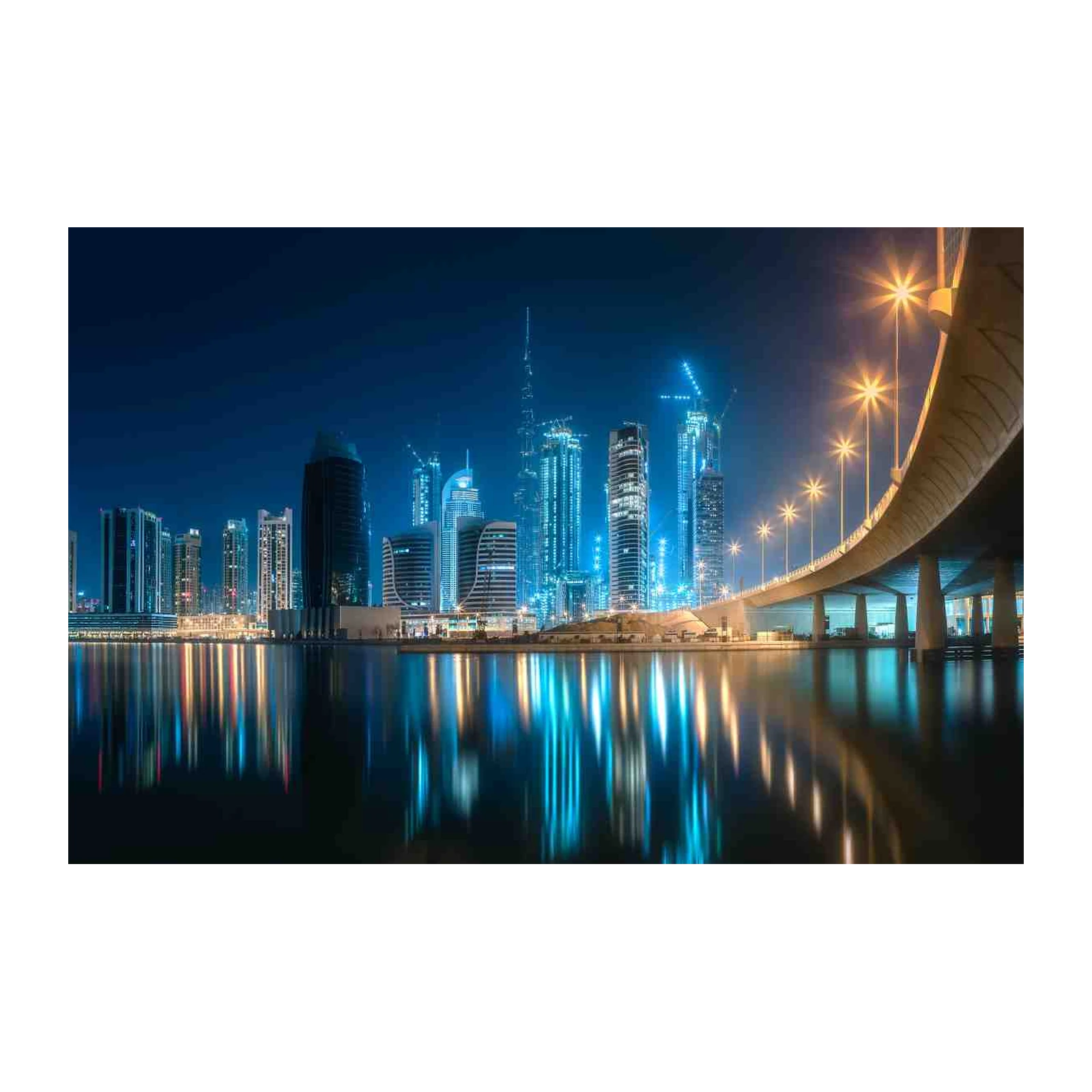 Dubai Skyline Night Cityscape Wall Art