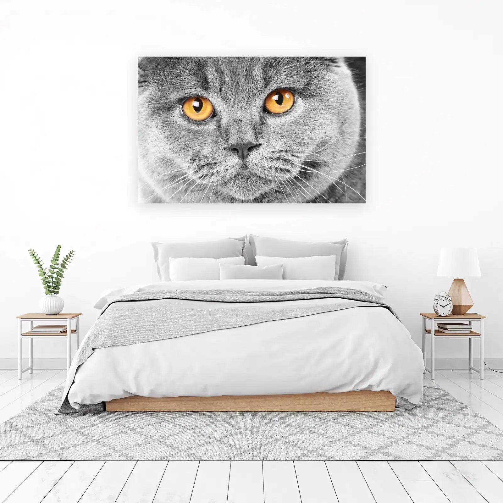 Majestic Grey Cat with Amber Eyes Wall Art