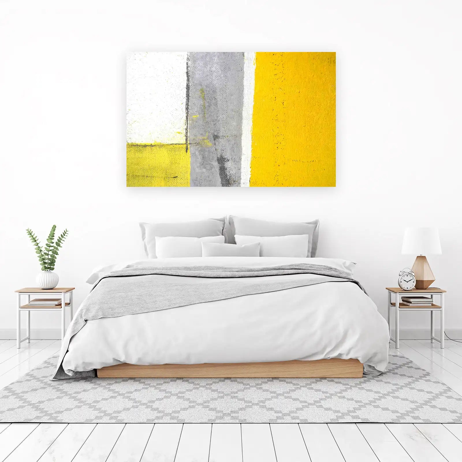 Bold Abstract Yellow & Gray Wall Art