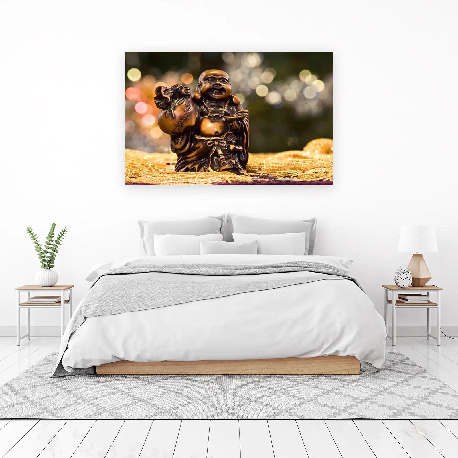 Happy Buddha With Money Bag Wall Art