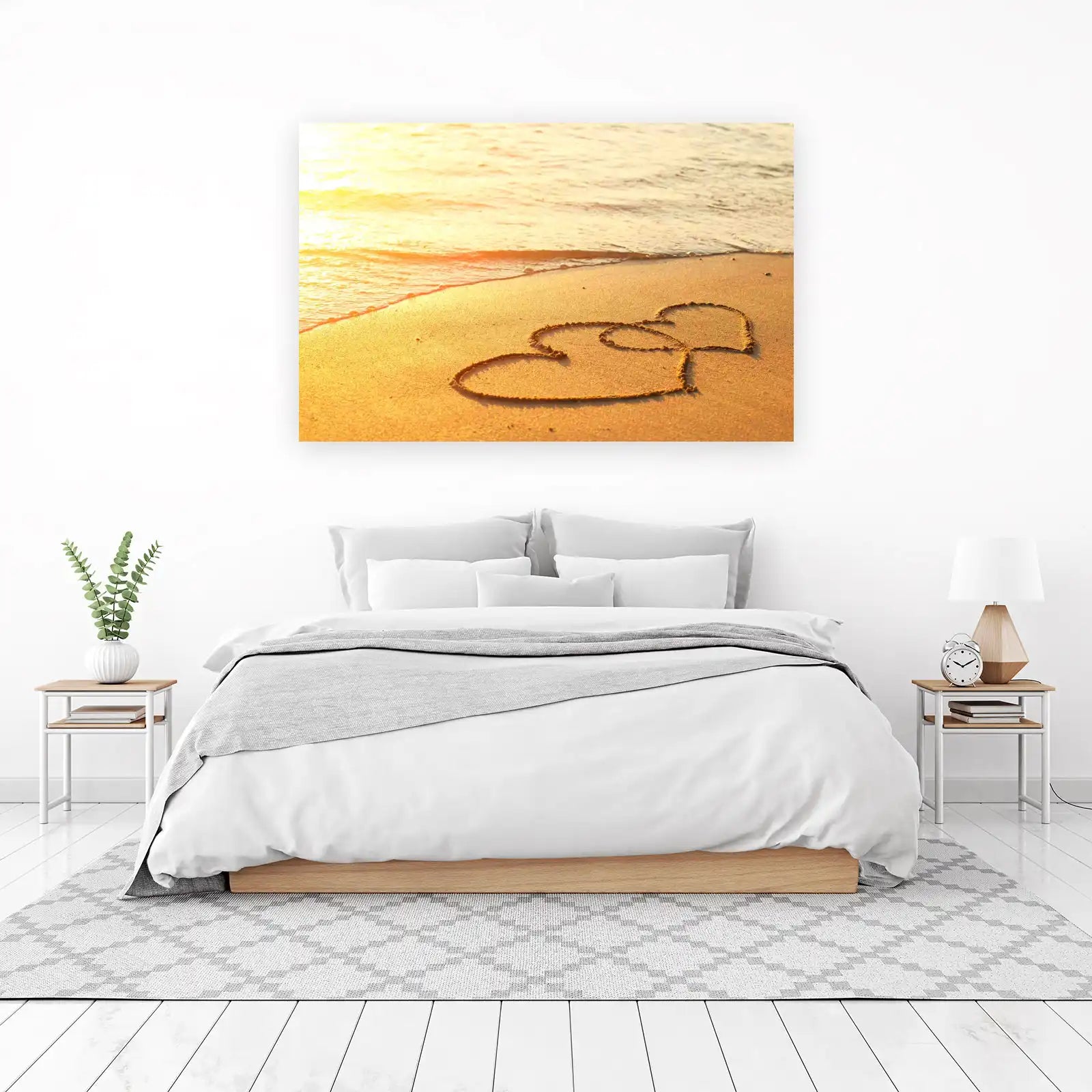 Romantic Beach Hearts Sand Art Wall Art