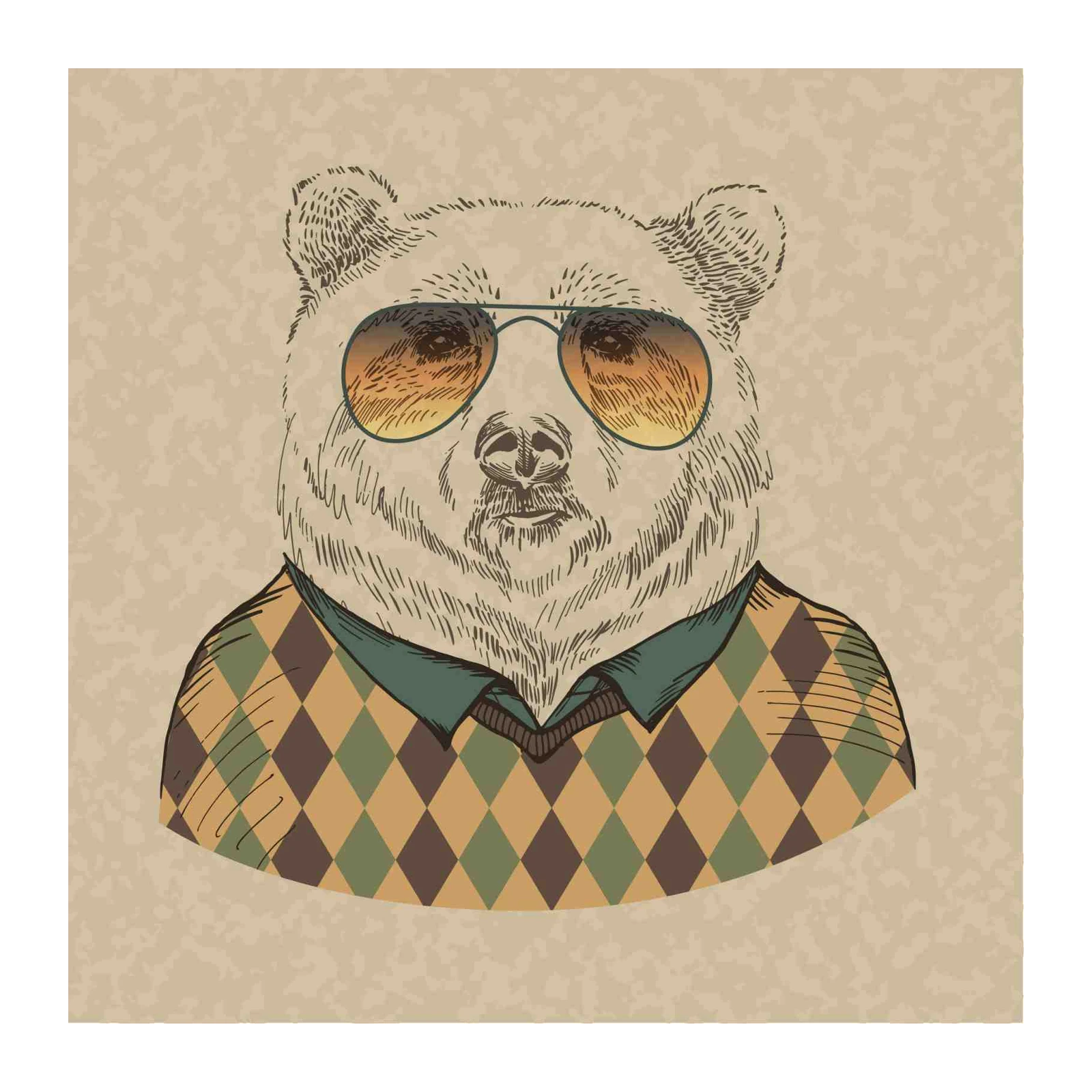 Dapper Bear Hipster Portrait Wall Art