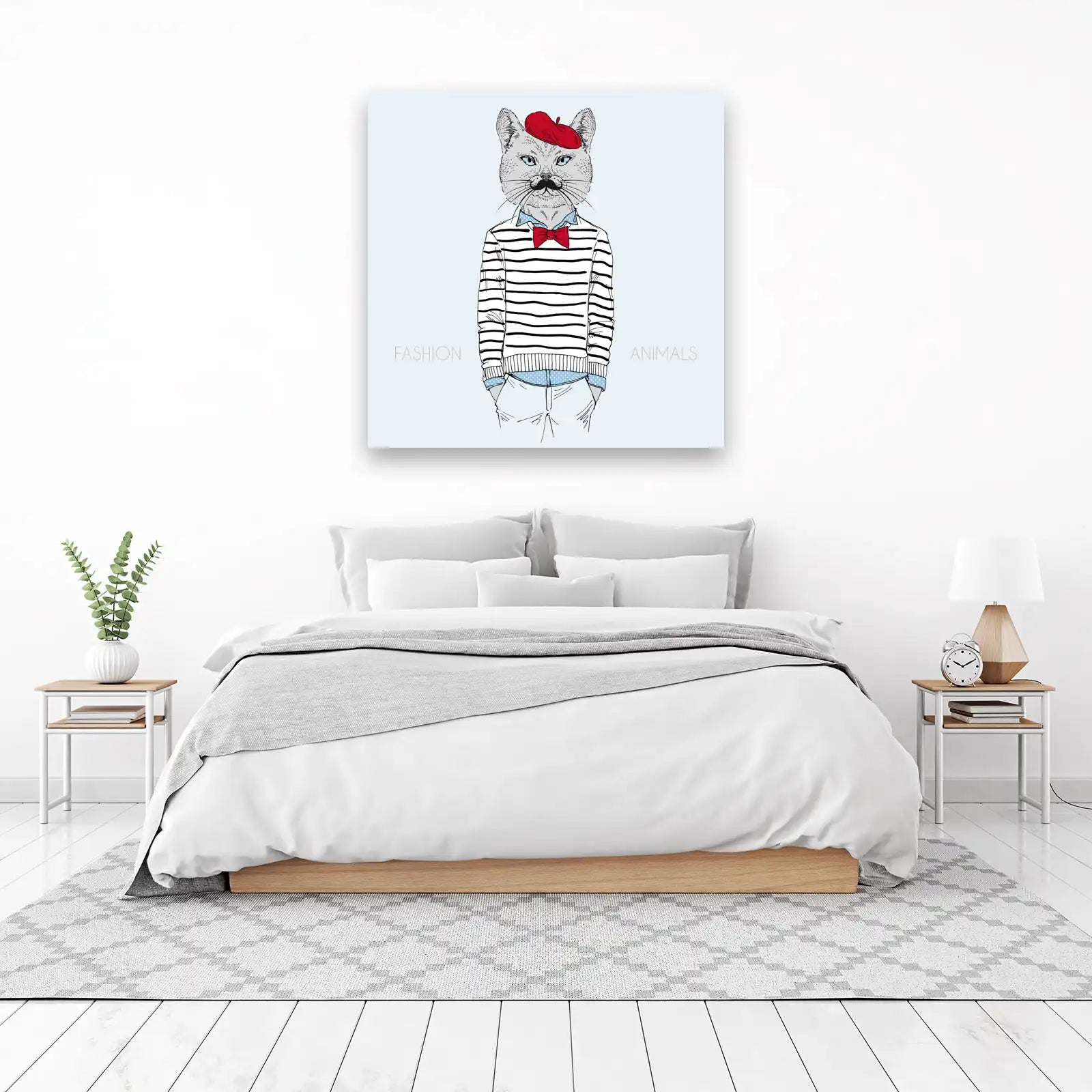 Chic French Cat Portrait Wall Art
