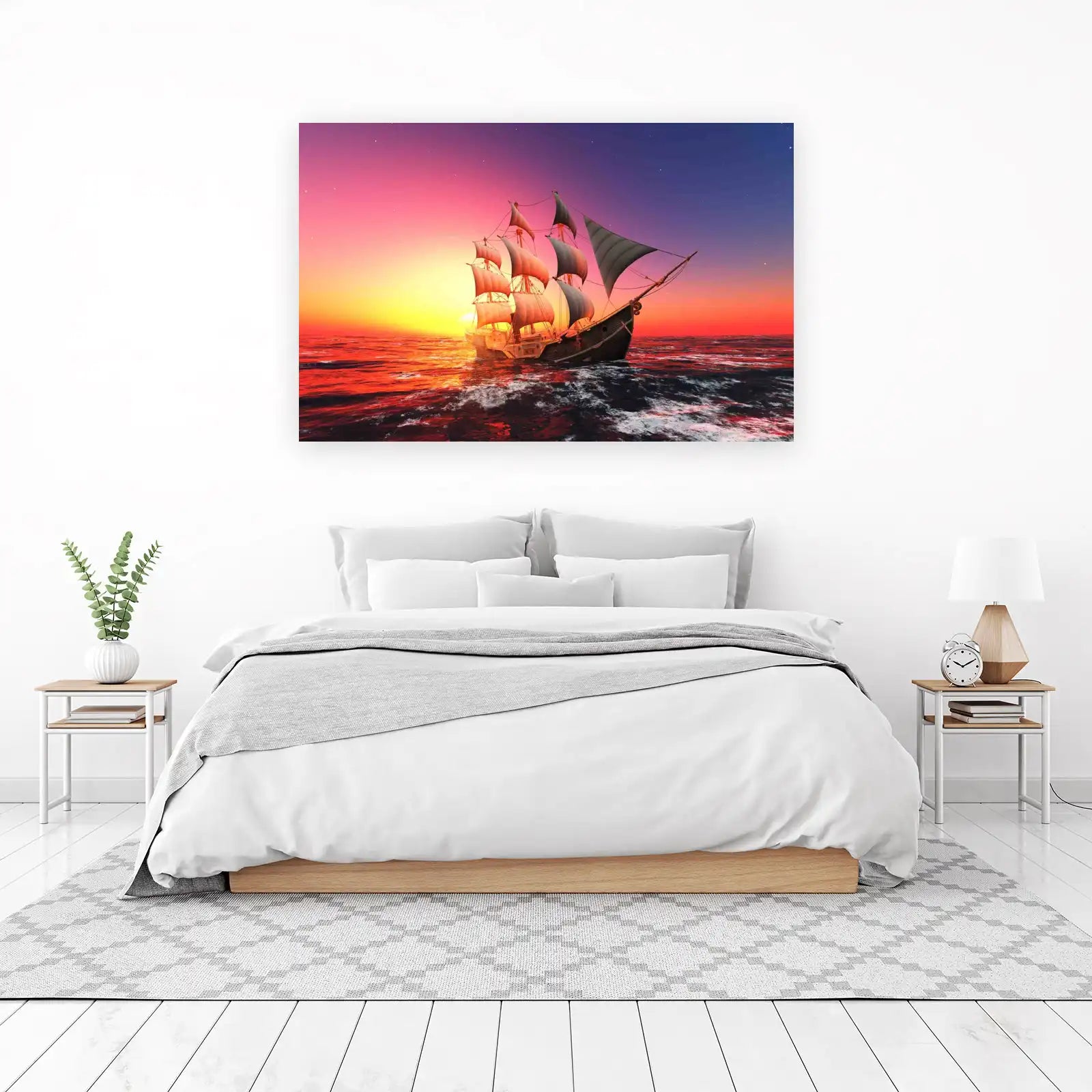 Majestic Sailboat Sunset Wall Art