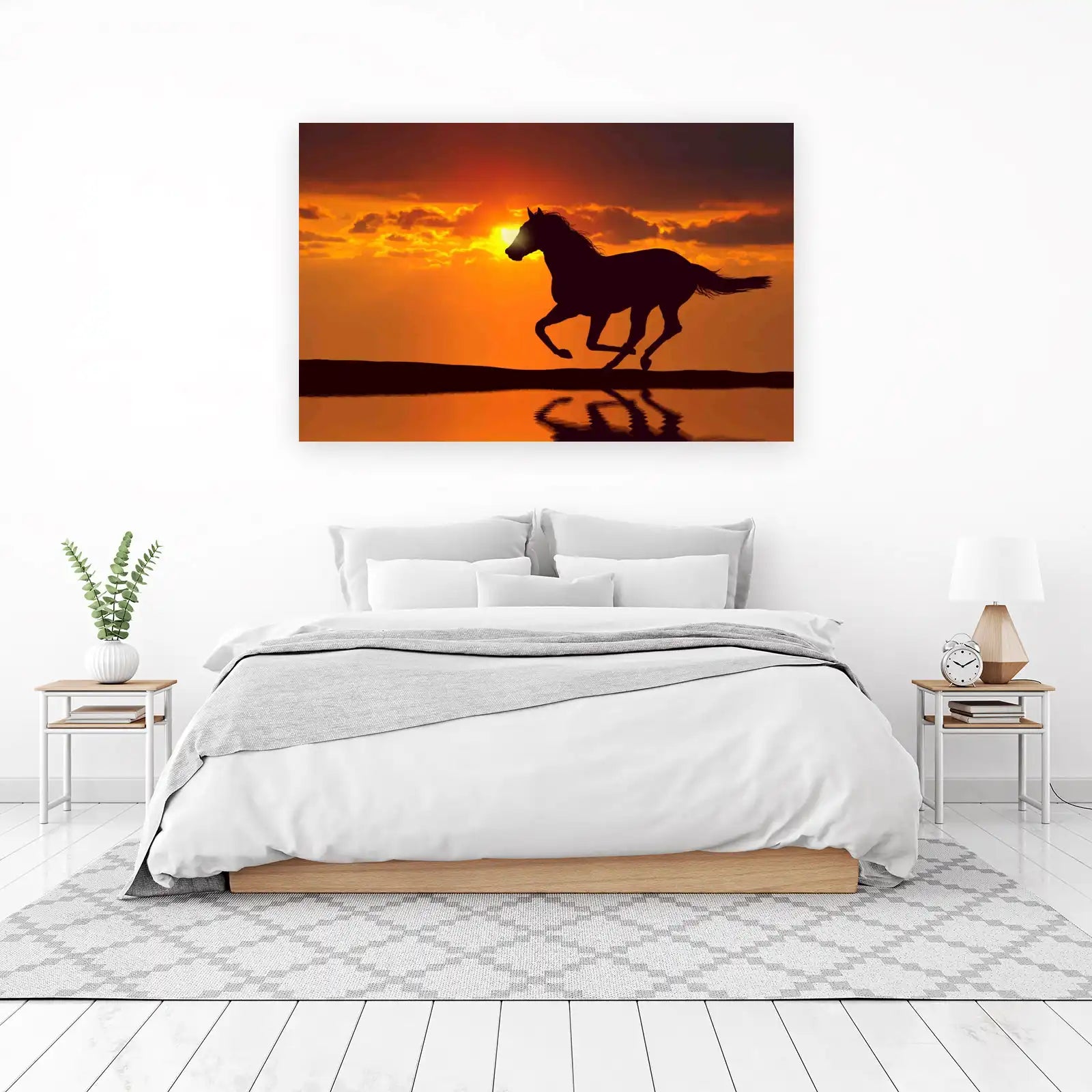 Majestic Horse Sunset Silhouette Wall Art