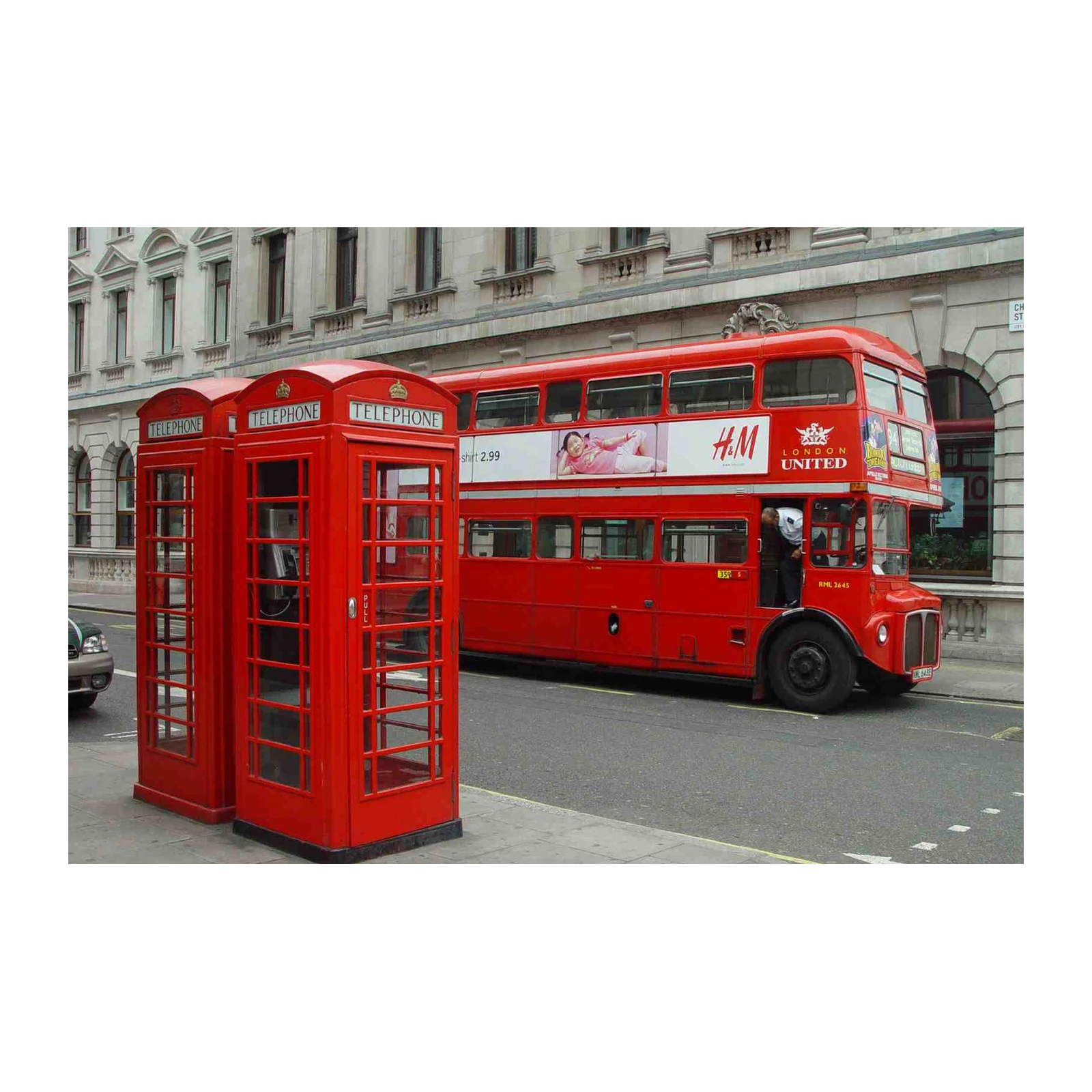 Iconic London Red Bus & Phone Booth Wall Art