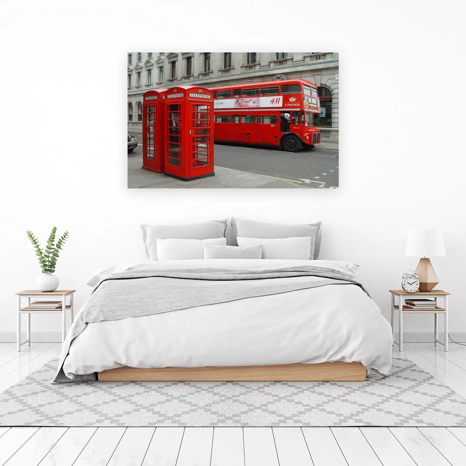 Iconic London Red Bus & Phone Booth Wall Art