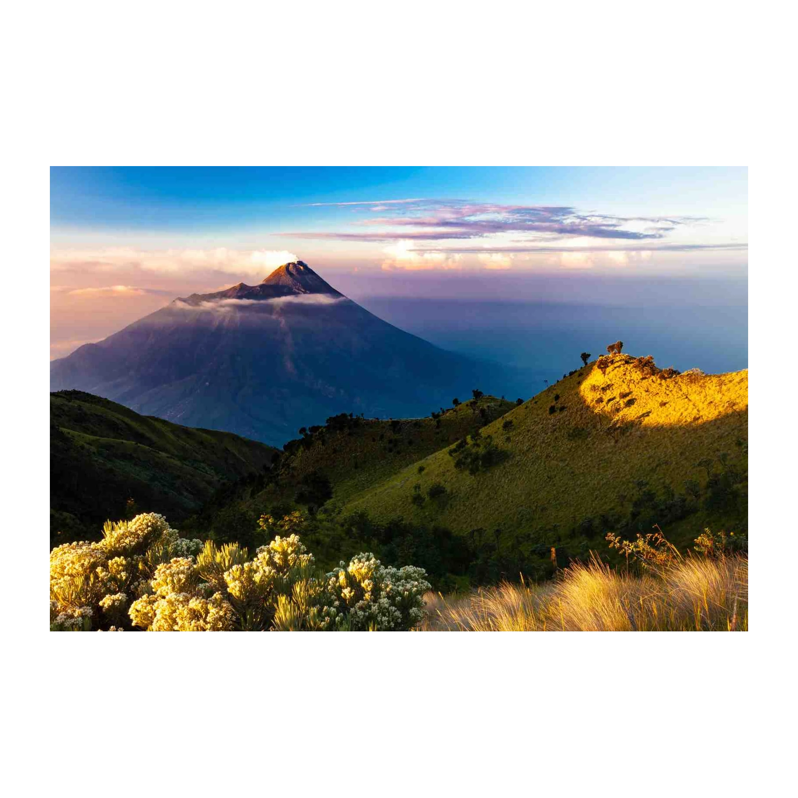 Majestic Volcano Sunrise Landscape Wall Art