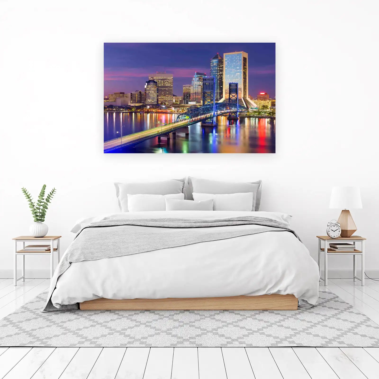 Jacksonville Skyline Bridge Night Wall Art
