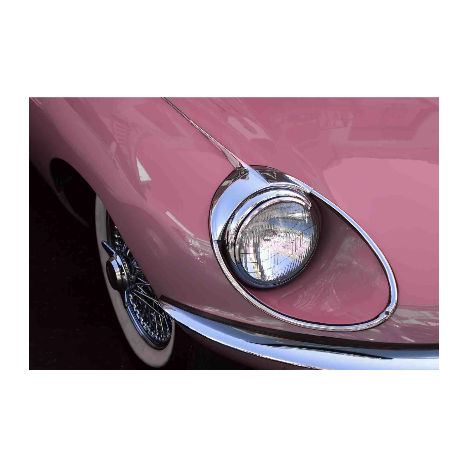 Vintage Pink Jaguar Headlight Wall Art