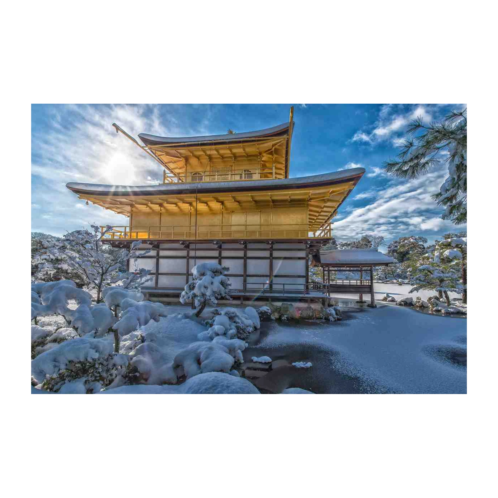 Golden Pavilion Snow Scene Wall Art