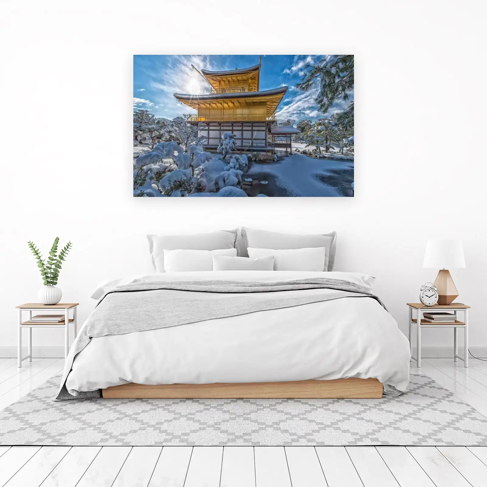 Golden Pavilion Snow Scene Wall Art