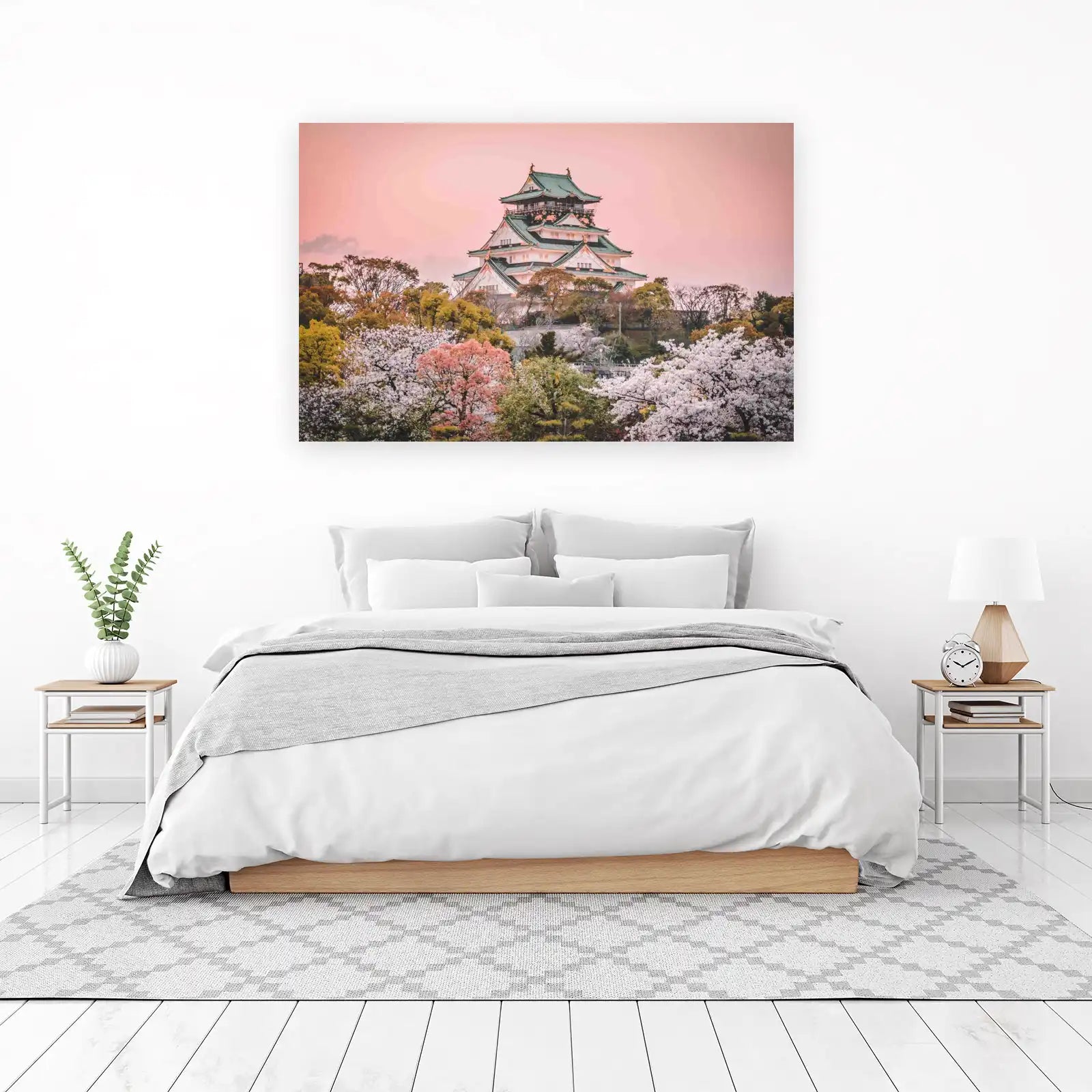 Japanese Castle Cherry Blossom Wall Art