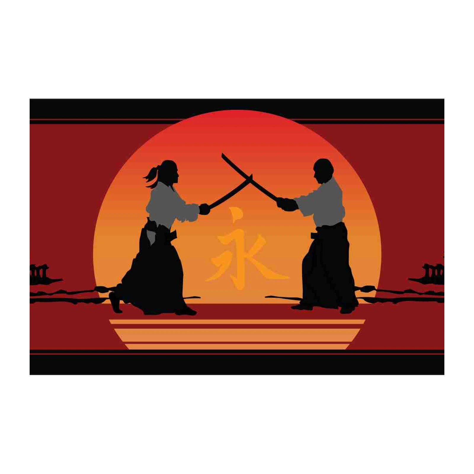 Martial Arts Sunset Samurai Wall Art
