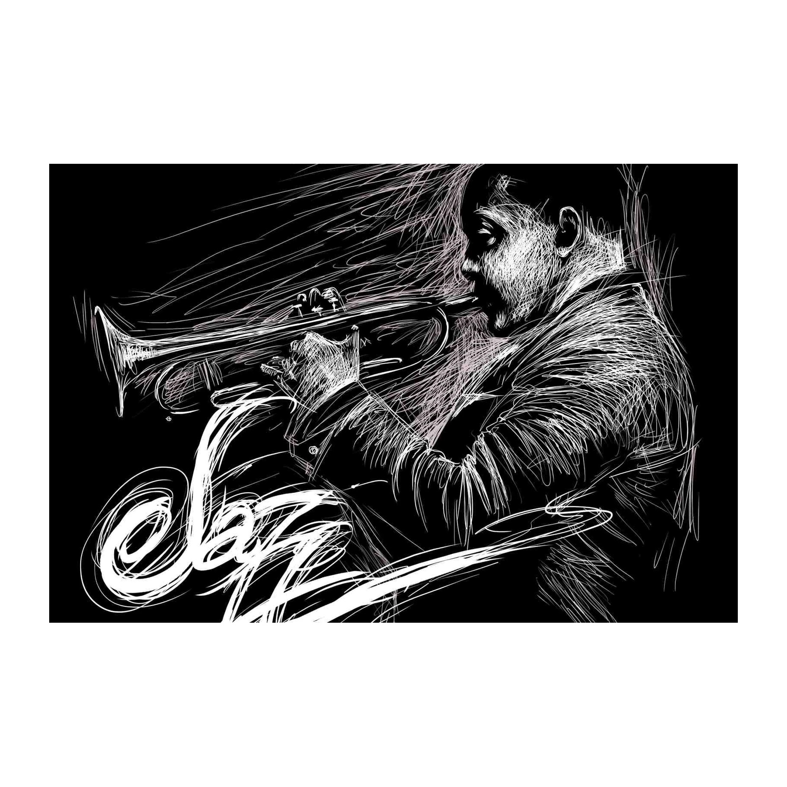 Vibrant Jazz Trumpeter Sketch Wall Art