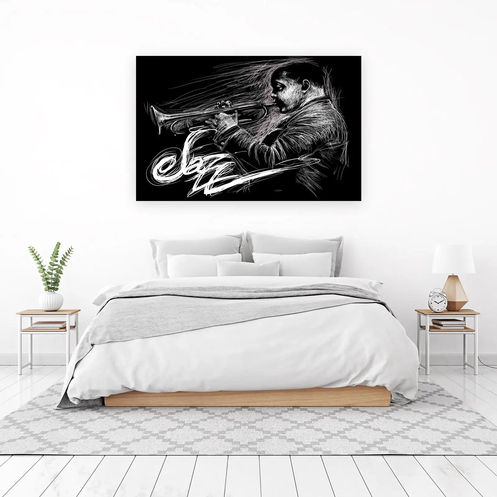 Vibrant Jazz Trumpeter Sketch Wall Art