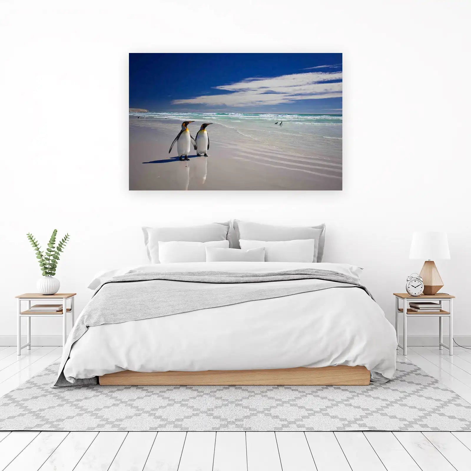 King Penguins Serene Beach Wall Art
