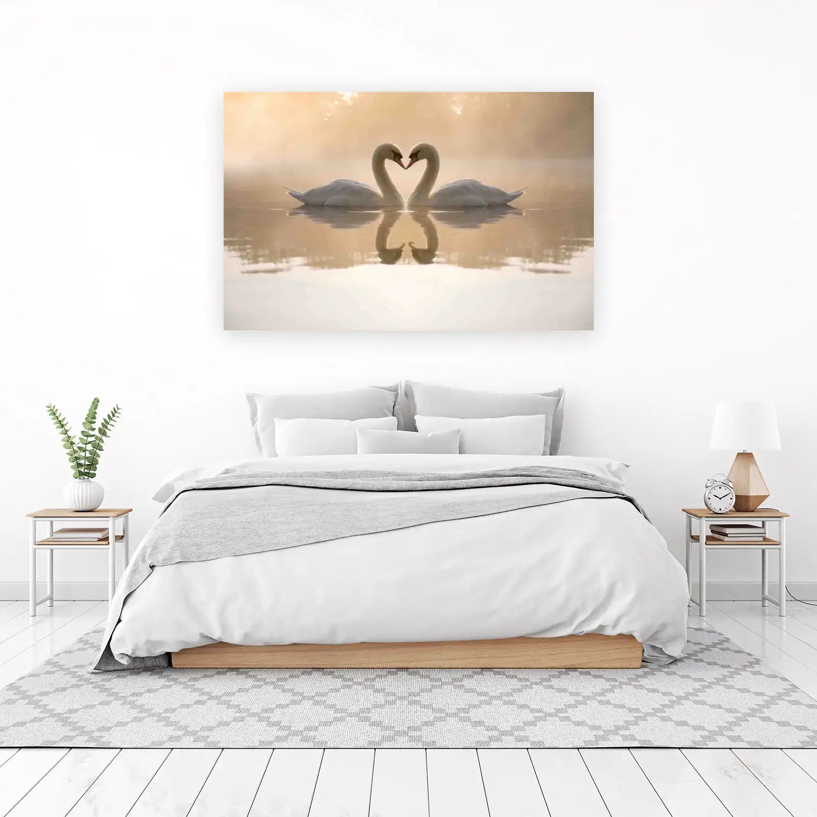 Serene Swan Love Heart Wall Art